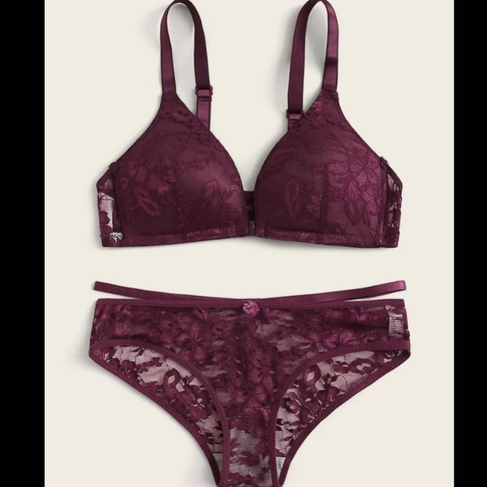 Floral Lace T-shirt Bra & Panty Set - Picture 1 of 5